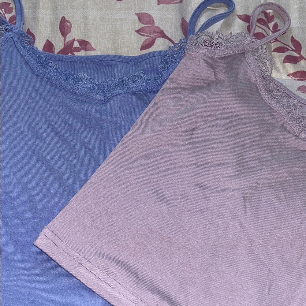 Lace Trim Camisole Set - Blue and Purple